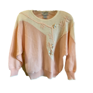 Vintage Women’s Clasile Size Small 90’s Soft Angora Blend Pink and White…